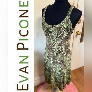 Y2K Evan Picone Olive and Chocolate Paisley Whimsigoth Fairy Dress